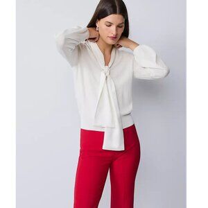 Mixed Media Tie Neck Top